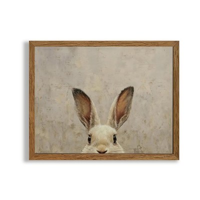 Framed Vintage Funny Bunny Easter Wall Art, Cute Farmhouse Aesthetic Wall Dec...