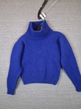 Yves Saint Laurent Boys Sweater Medium Royal Blue 100 Wool Cozy Designer