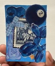 ACEO Original Mixed Media Art Card Collage Blue Theme 