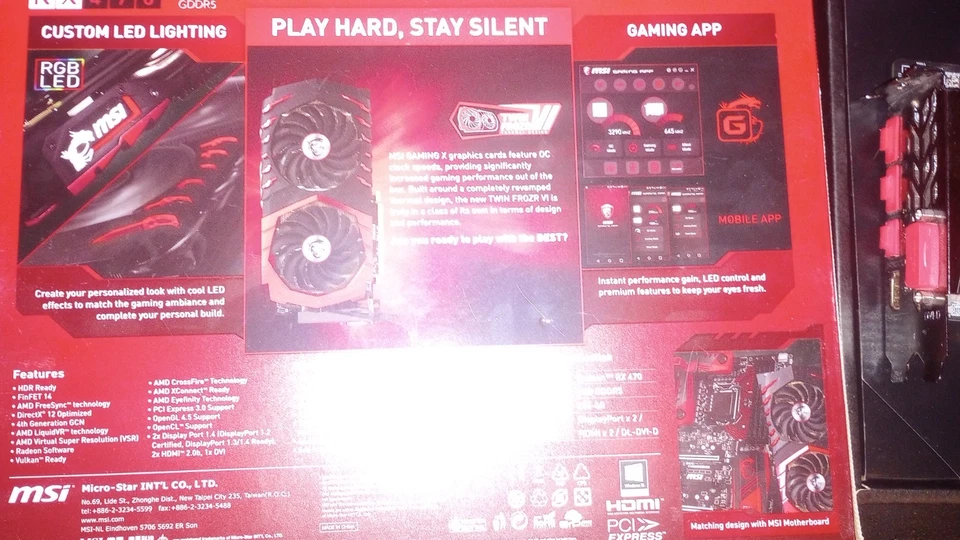 MSI AMD RADEON RX 470 GAMING 8GB GDDR5 PCI EXPRESS 3.0 X16 with original box - Image 3 of 4