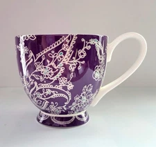 Portobello Inspire Bone China Purple Lace Floral 16oz Coffee Mug