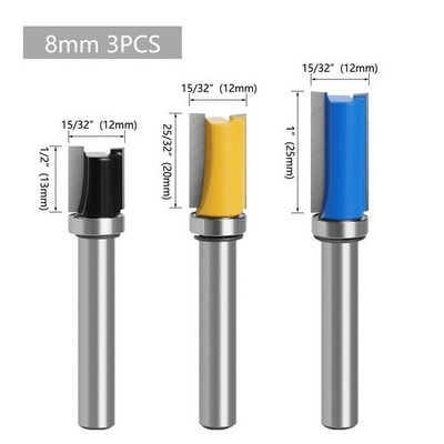 3 Teile/satz 8mm Schaft Bündig Trim Fräser Oben Unten Lager Holz Fräser