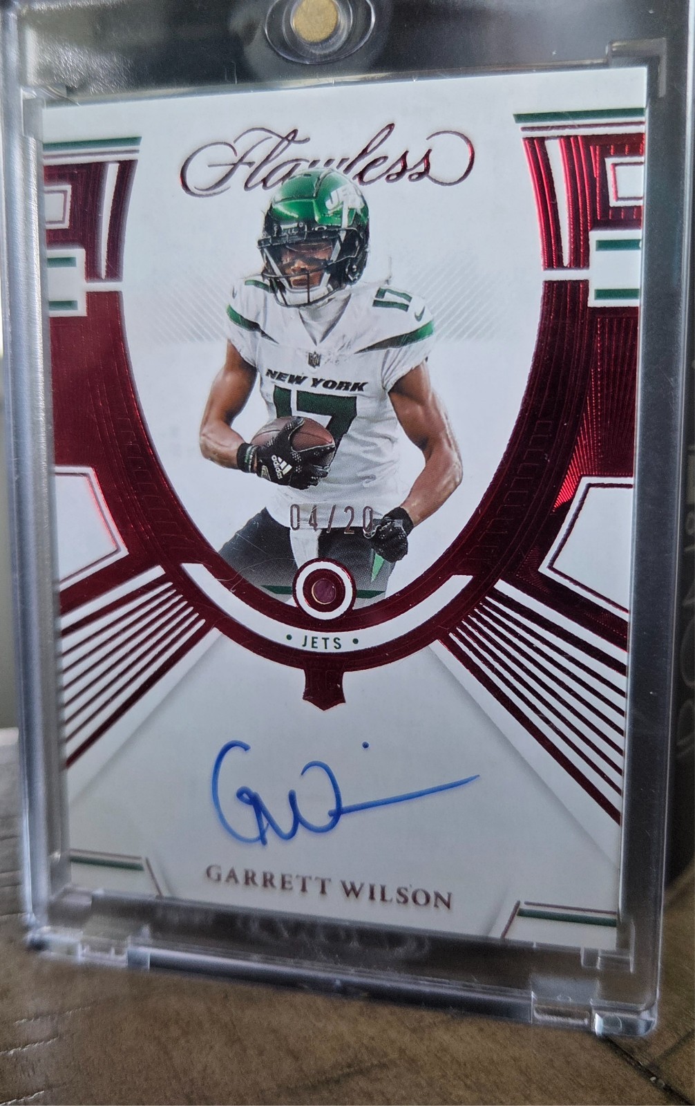 Panini Flawless 2022 Garrett Wilson Ruby Auto #RGM-GW /20 Rookie view 2