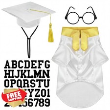 Huhumy Dog Cat Graduation Costume L Gown Cap Glasses DIY Stickers