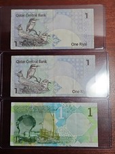 Qatar 1 Riyal Banknote Lot (3 Notes) | P‑20 / P‑28 / 2020 Series | Birds • Dhow