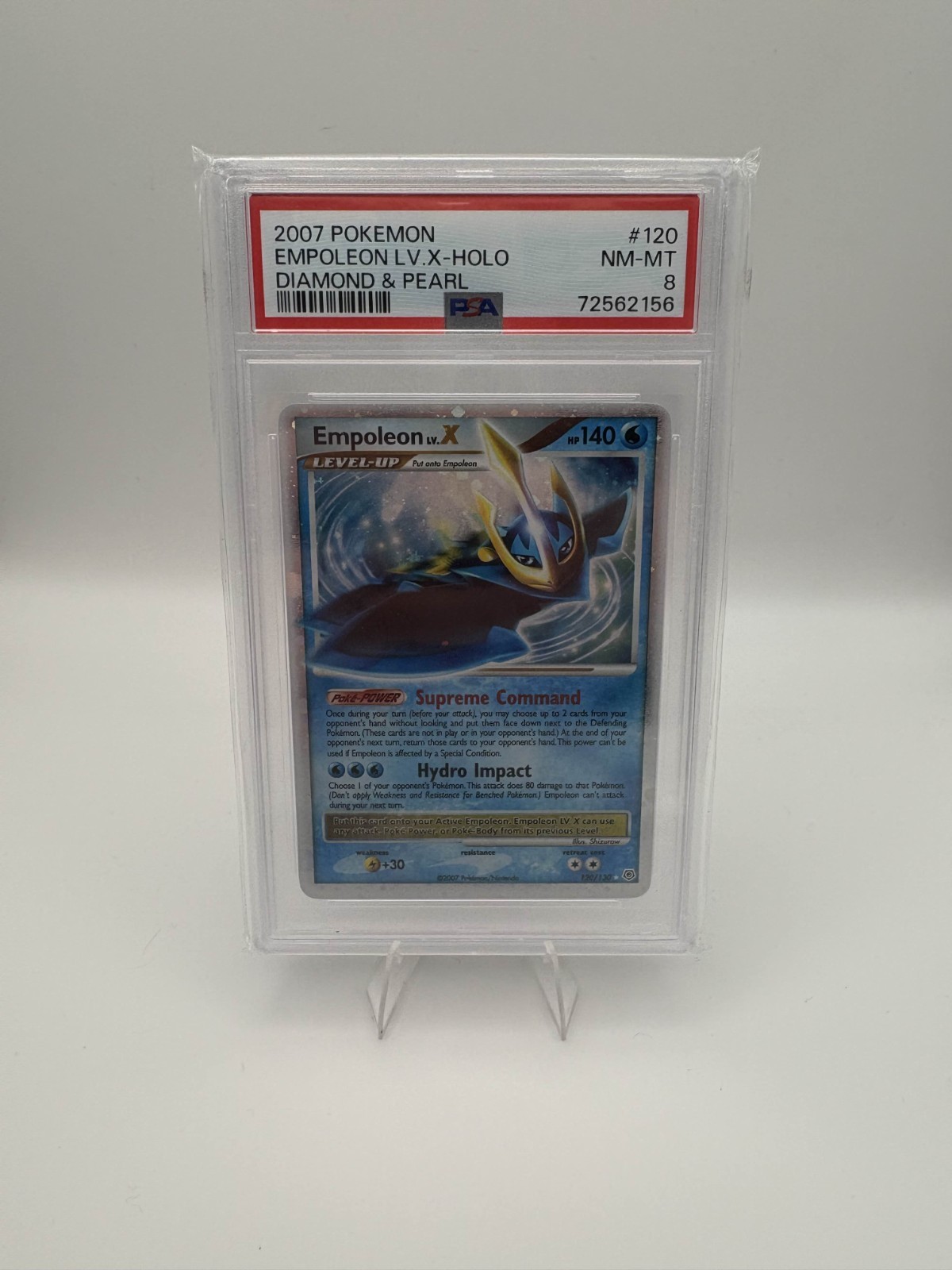 2007 POKEMON DIAMOND & PEARL #120 EMPOLEON LV. X HOLO PSA 8