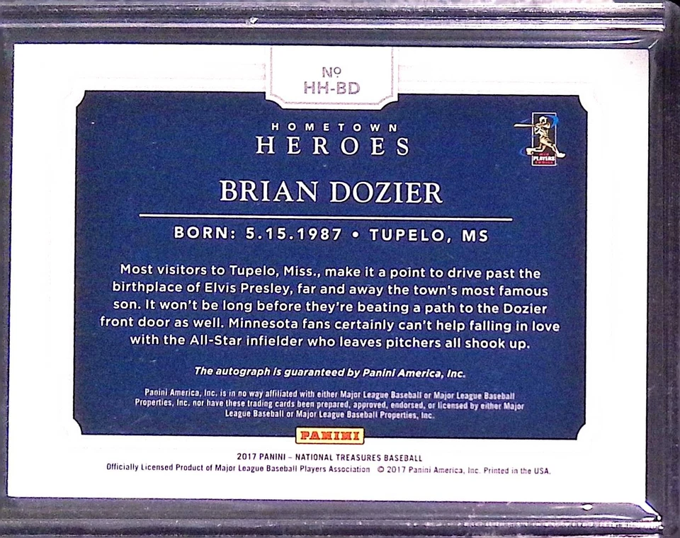 Panini National Treasures 2017 #HH-BD Brian Dozier Hometown Heroes #/99 Foto 2 de 2