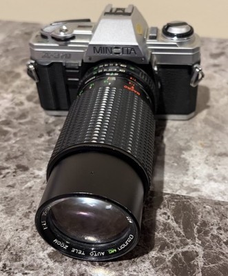 Minolta X-370 SLR 35mm Film W/Ozunon MC Auto Tele Zoom 75-200 Mm Lens AS IS