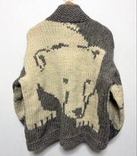 Premium Wool Beige Cowichan Sweater Pre Owned Very Good Condition Japan