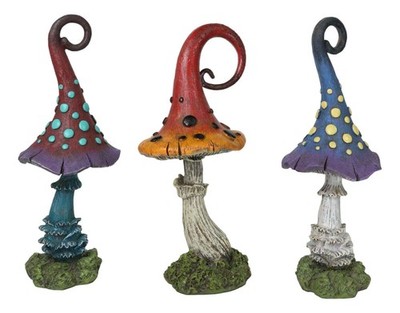 Enchanted Fairy Garden 9.5''H Spotted Toadstool Mushrooms Figurine Set of 3