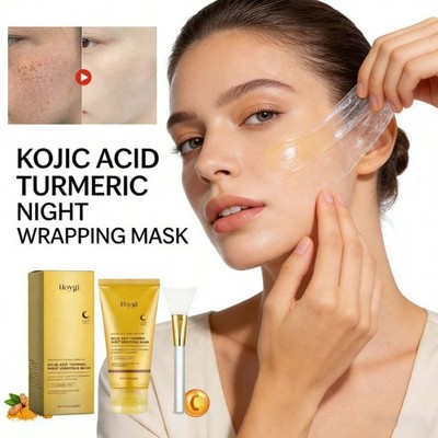 Kojic Acid Turmeric Overnight Peel Off Mask - Brighten Dull Skin,Fade Dark Spots