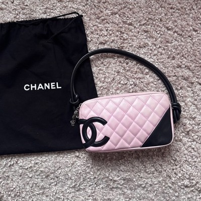 Chanel Cambon Ligne Leather Pink Pochette CC Shoulder Bag Vintage