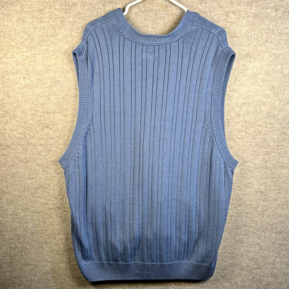 St Johns Bay Sweater Vest Button Up Blue Pockets Cable Knit Men’s 3XL Preppy - Image 3 of 4