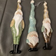Christmas Ceramic Gnome Ornaments Set Of 3