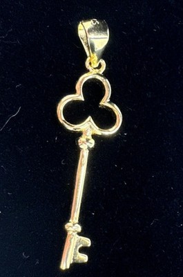 Glänzender Vermeil Gold Schlüssel Charm Anhänger S925 Sterlingsilber
