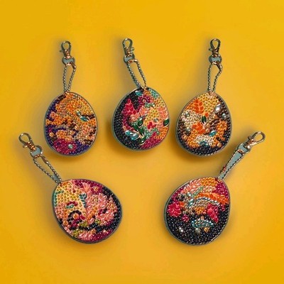 5 EASTER EGG KEY CHAINS Finished Diamond Art Painting 5pc