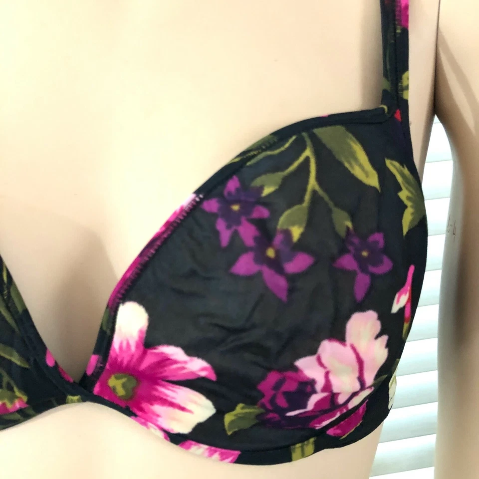 Warner's Nothing But Curves Push-Up Bra Size 34D Black Floral Style 1595 GUC - Image 3 of 4