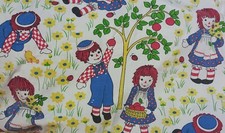 Vintage Raggedy Ann Fabric Remnant 73cm x 45cm RARE