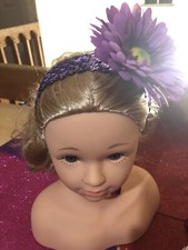 Infant And Toddler Elastic Headband Purple With Flower.