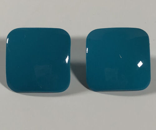 SQUARE EARRINGS Metal Turquoise Blue No Backs Pie… - image 1
