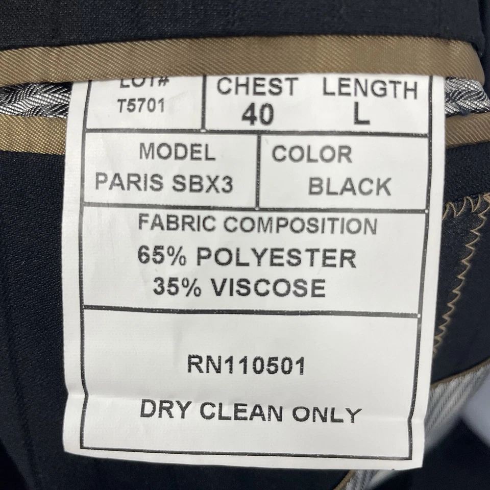 Nuevo con etiquetas Traje de Dos Piezas Giorgio Cerruti Negro Paris SBX3 Rayas Super 150’s Talla 40L Foto 4 de 4