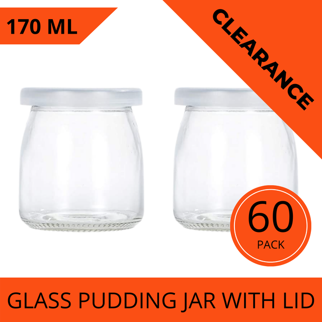 72 x Clear Glass Short Pudding Jars 200ML with Lid Spice Food Storage Container for sale online