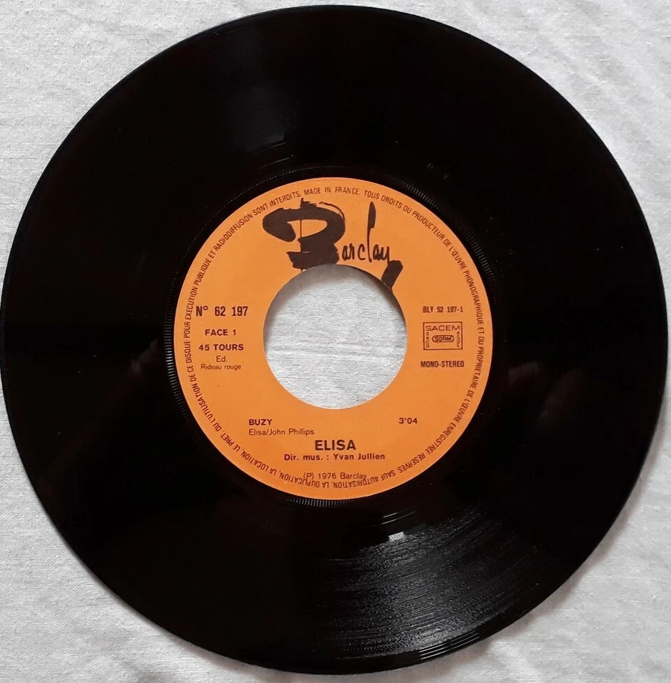 Elisa-Buzy/Les Mains Dans Les Poches 7" Single.1976 Barclay 62 197. - Image 3 of 4