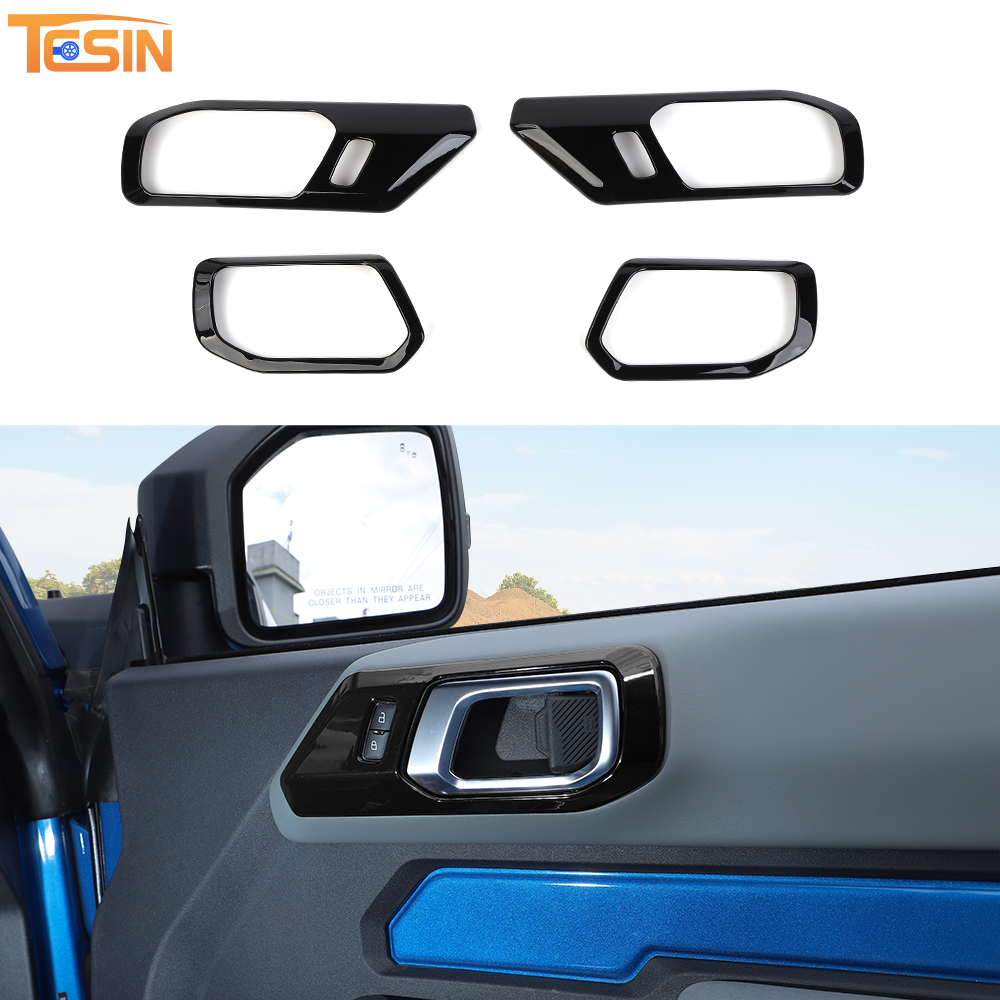 Black Interior Door Handle Decor Cover Trim for Ford Bronco 2021-23 Accessories