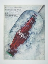 Vintage Coca-Cola Advertisement Ice Cold Glass Bottle Print 1960s MOD