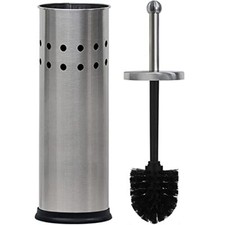 Toilet Brush and Holder w/ Long Stainless Steel Handle for Bathroom Toilet Bowl