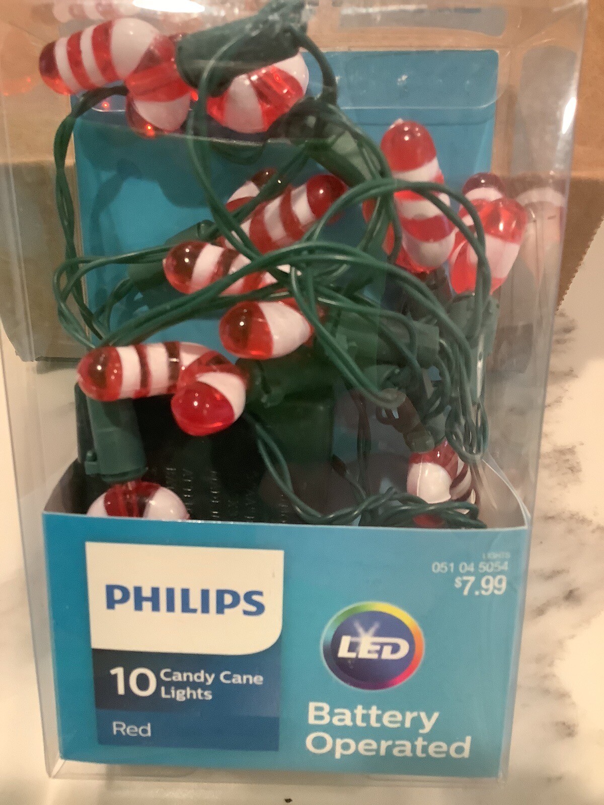 PHILIPS CANDY CANE CHRISTMAS LIGHTS BATTERY OPERATED LED INDOOR 10
