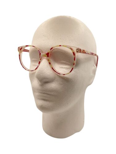 Vintage 70's 80's Yellow Red Patterned Girl's Women's Plastic Glasses Frame - Picture 1 of 8