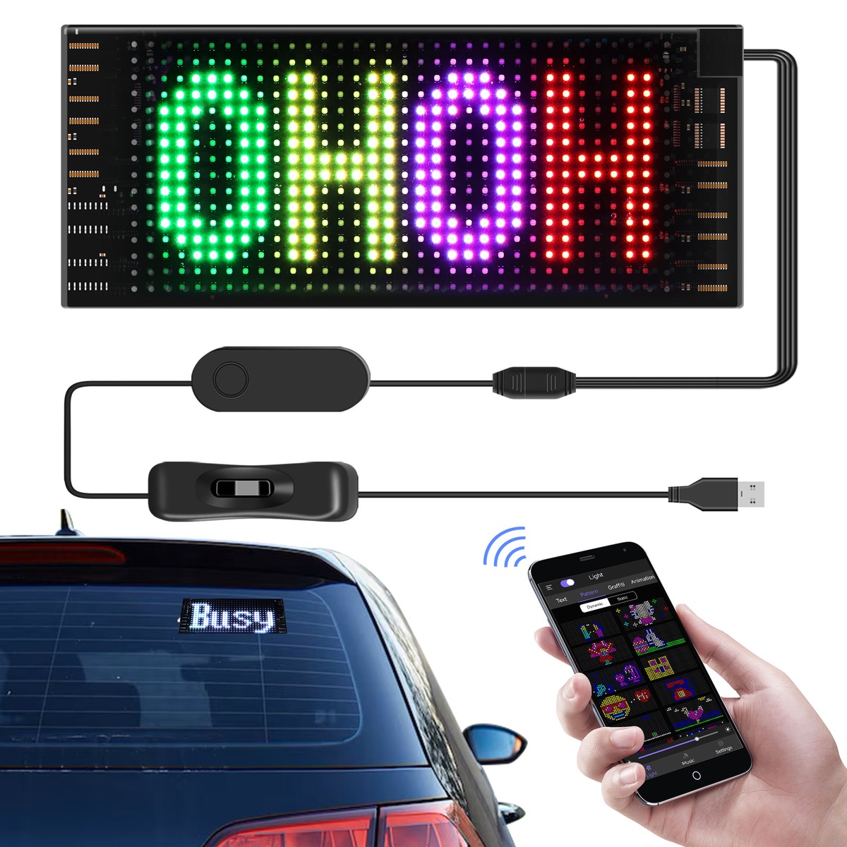 Programmierbares LED-Schild – Mit Bluetooth-App, Scrollende Texte Und Animationen Für Geschäfte Und Auto