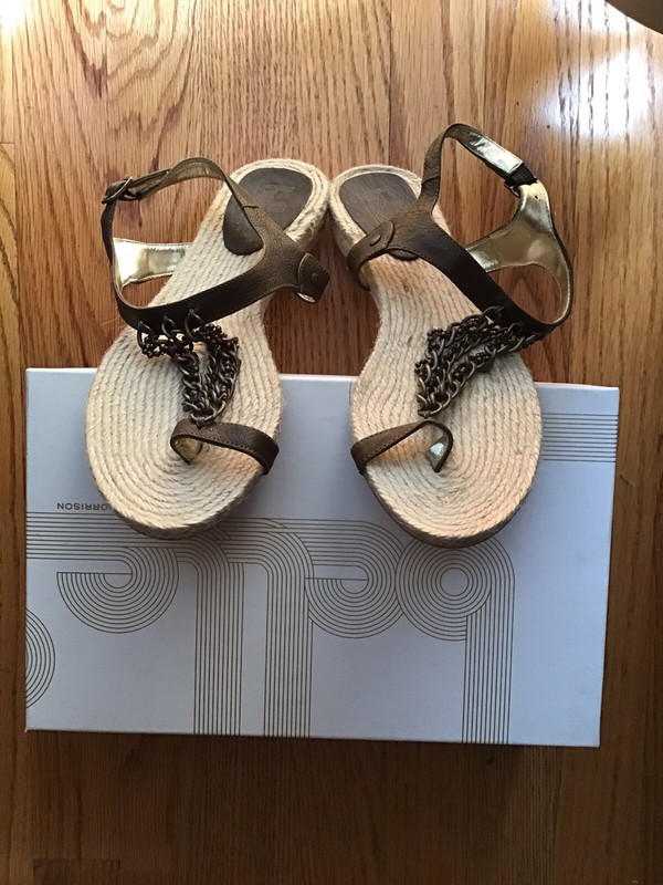 Women’s Green Leather Top Strap Sandals, Sz. 8