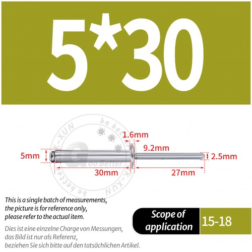 POP RIVETS ALUMINIUM BODY STEEL MANDREL OPEN END DOME HEAD 2mm 2.4mm 4mm - 6.4mm - Picture 92 of 174