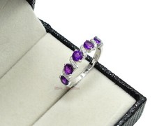 Natural Amethyst Gemstone 925 Sterling Silver February Birthstone Wedding Ring