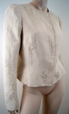 Max & Co Cream Gold & Silver Metallic Thread Evening Blazer Jacket Gb14 Bnwt