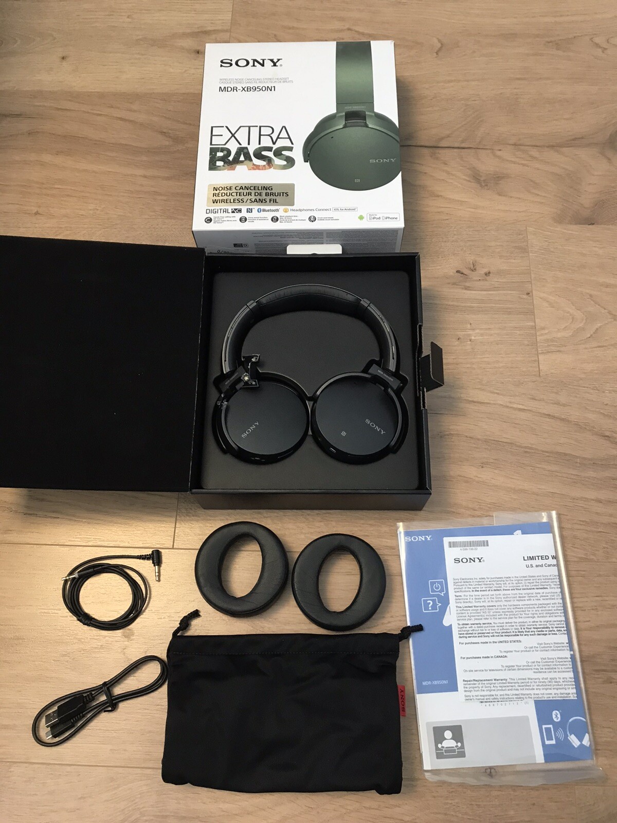 SONY MDR-XB950N1 Wireless Noise Canceling Black Headphones for Parts Repair-image