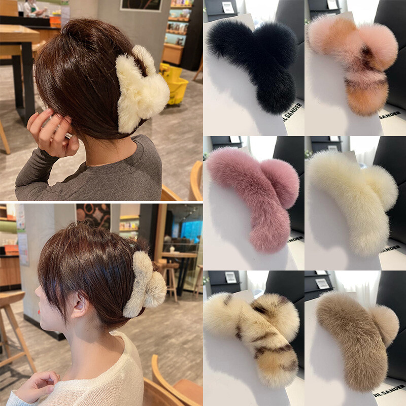 Large Hairpin Back Head Clip Cute Plush Headdress Hair Scratching