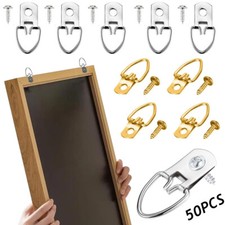 Photo Hanging Hook Kit Picture Hooks Metal D Ring Picture Frame Hanger 50Set
