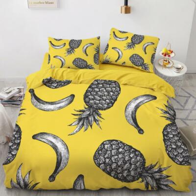 3D Bananas Pineapple NAO498 Bed Pillowcases Quilt Duvet Cover Set Queen King Fay