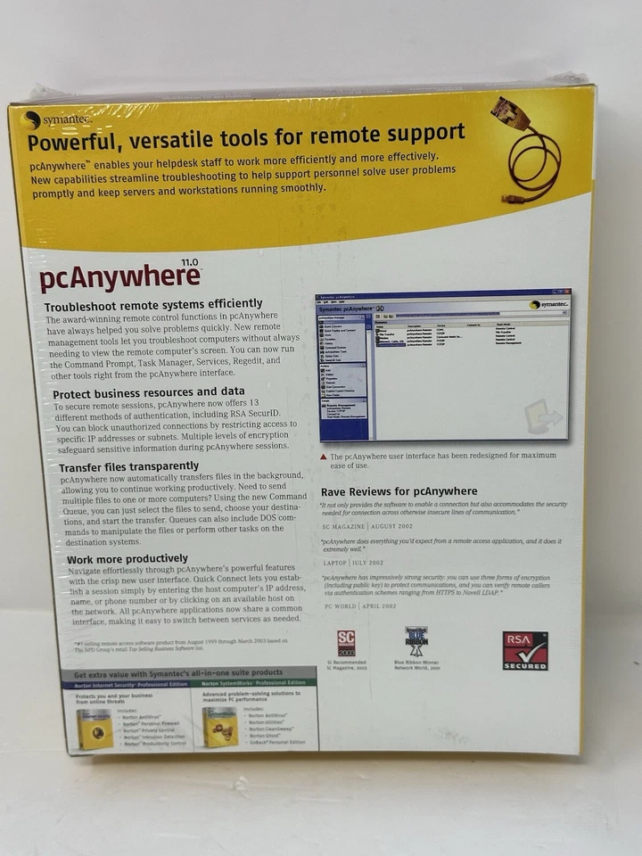 NEW Symantec pcAnywhere 11.0 Host, 1 User Original Box - Software Still Sealed - Image 2 of 2