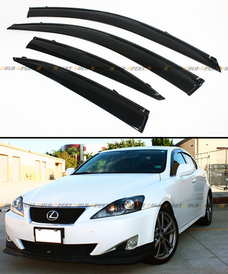 FOR 06-13 LEXUS IS250 IS350 IS-F JDM VIP CLIP ON SMOKE WINDOW VISOR W/ BLK TRIM