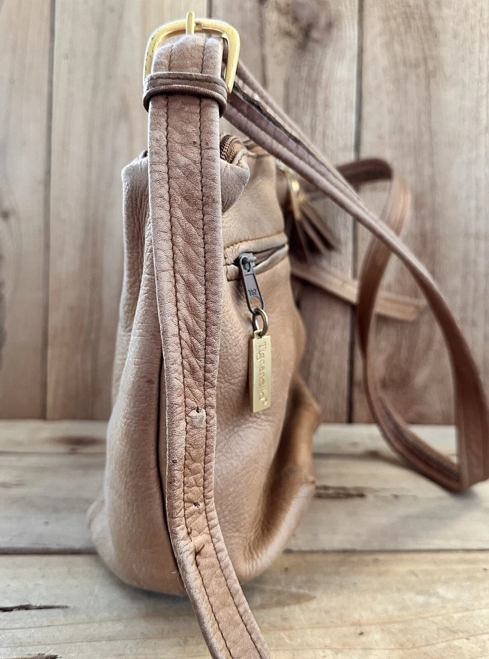 Tignanello Cuero Bolso de Hombro Cartera Bandolera Caramelo De Colección Foto 4 de 4