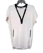 ASTR The Label Black Cream V-Neck Crepe Dress Medium