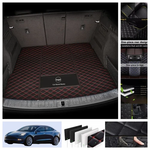 For Tesla Model 3 2017-2025 Car Floor Mats Luxury PU Leather Waterproof Carpets - Imagen 19 de 41