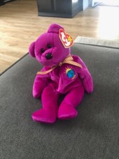 Rare Ty Beanie Babies Millennium  Millenium  Purple Beanie Bear 1999 Retired