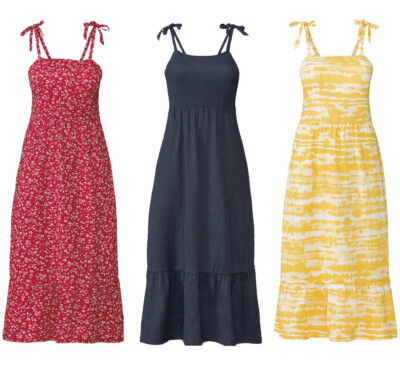 Damen Midi-Kleid mit Bindeträgern Sommerkelid Gr. S - L NEU OVP
