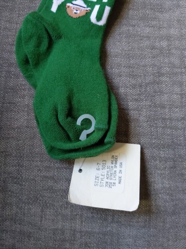 SMOKEY THE BEAR SOCKS Children's Green W/ White Letters NEW with tags Sz 6-7 - Picture 5 of 7