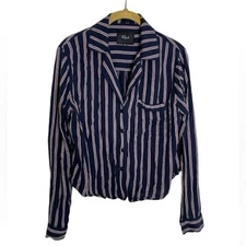 Rails Camden Stripe Navy Button Down Blouse XS